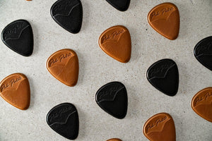 Pick Pocket Guitar Pick Holder in Black and Tan Leather